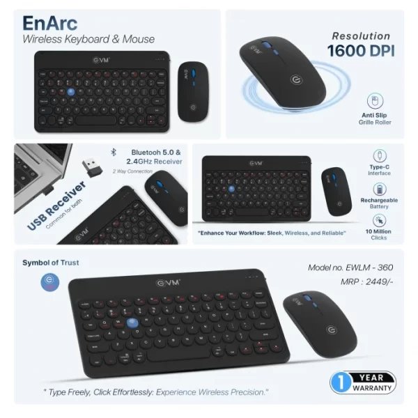EnArc Keyboard & Mouse Wireless Combo WLKM & EWLM-360 - Image 2