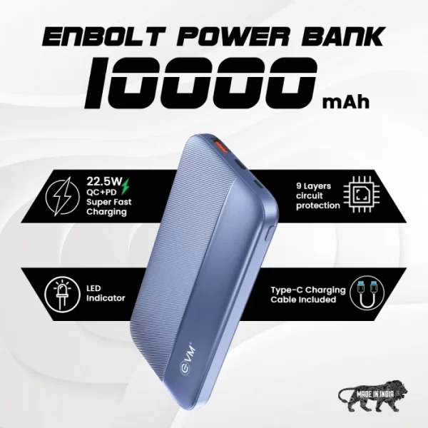 EnBolt Power Bank 10000mAh 22.5W QC+PD EVM P0208 BLUE - Image 2