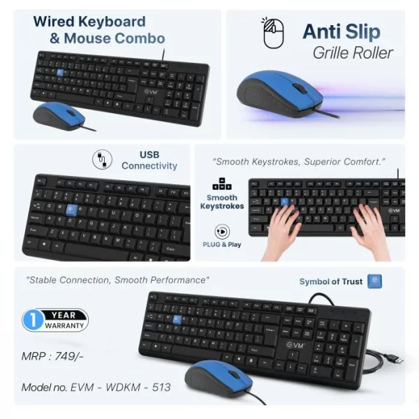 Wired Keyboard & Mouse Combo EVM-WDKM-513 - Image 2
