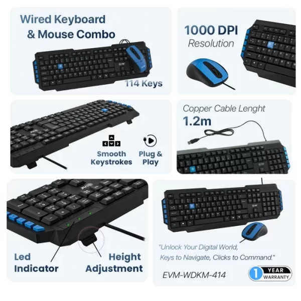 Wired Keyboard & Mouse (EVM-WDKM-414) - Image 2