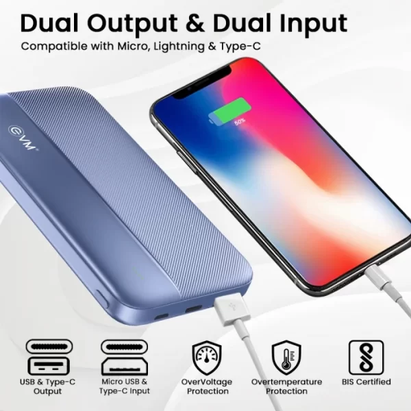EnBolt Power Bank 10000mAh 22.5W QC+PD EVM P0208 BLUE - Image 3