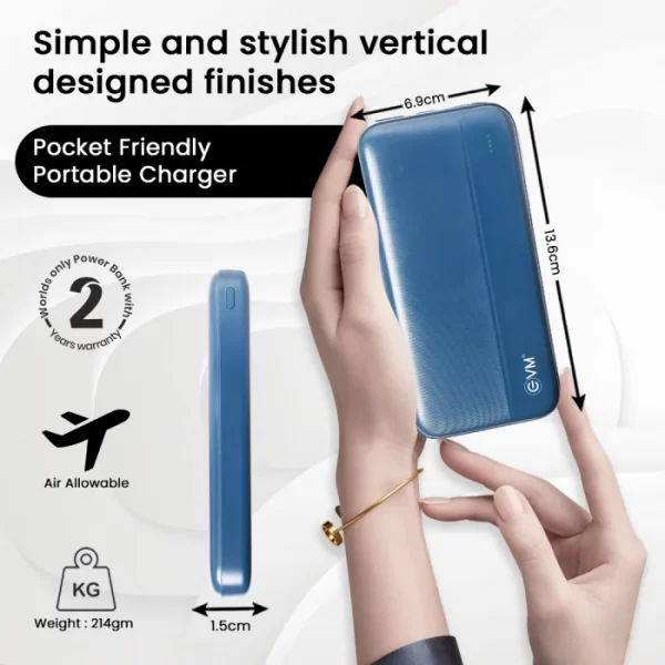 EnBolt Power Bank 10000mAh 22.5W QC+PD EVM P0208 BLUE - Image 5