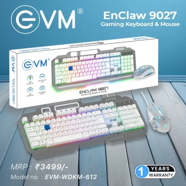 EnClaw 9027 Wired Keyboard & Mouse Combo EVM-WDKM-612 SILVER - Image 5
